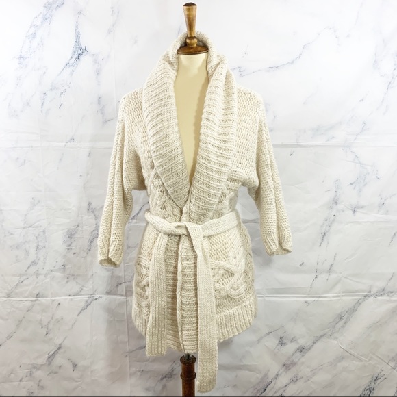 American Eagle Outfitters Jackets & Blazers - American Eagle Cream Sweater with Belt M